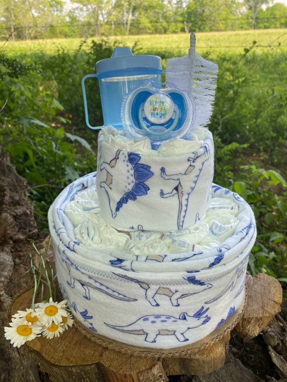 Blue Dinosaur Diaper Cake Gift Set - Picture 5 of 7
